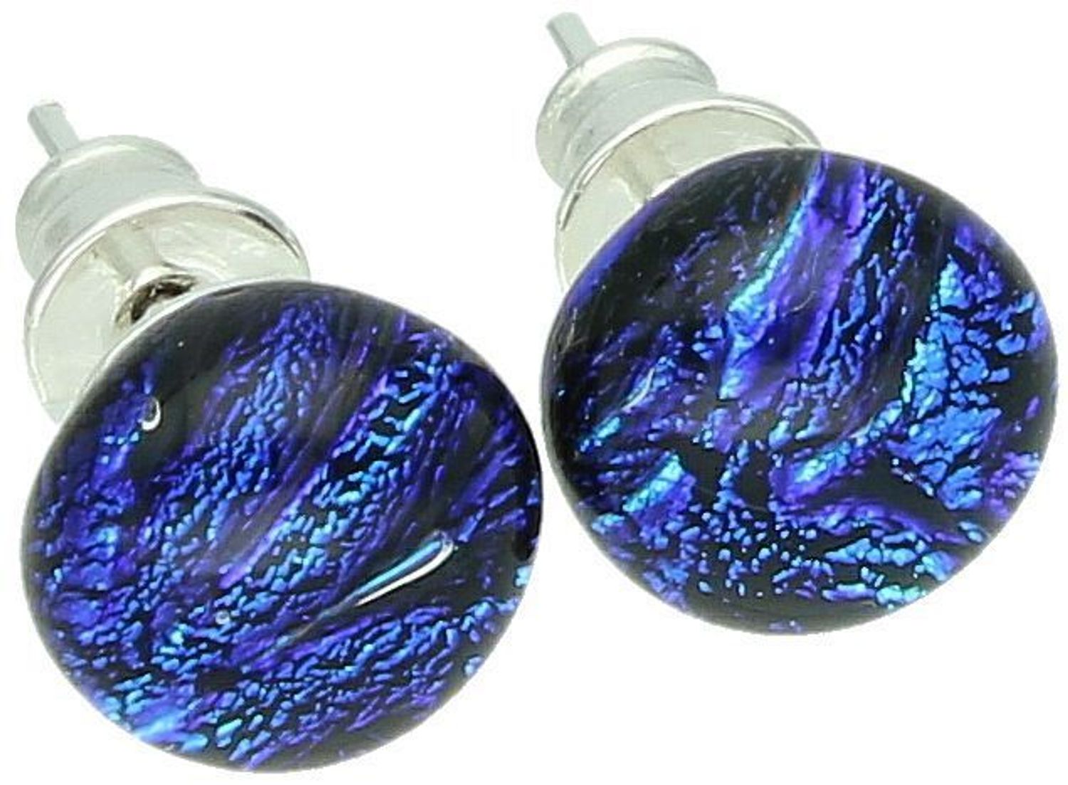 Kolczyki damskie srebrne 925 – Murano 56. Ręcznie wykonane szkło weneckie w odcieniach niebieskiego i granatu, średnica 9 mm, waga 2,00 g. Stylowa, artystyczna biżuteria na każdą okazję.1.jpg